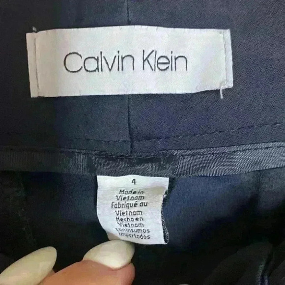 Calvin Klein Navy Ankle Work Pants with Silky Stripe Detail Size 4 - Picture 5 of 8
